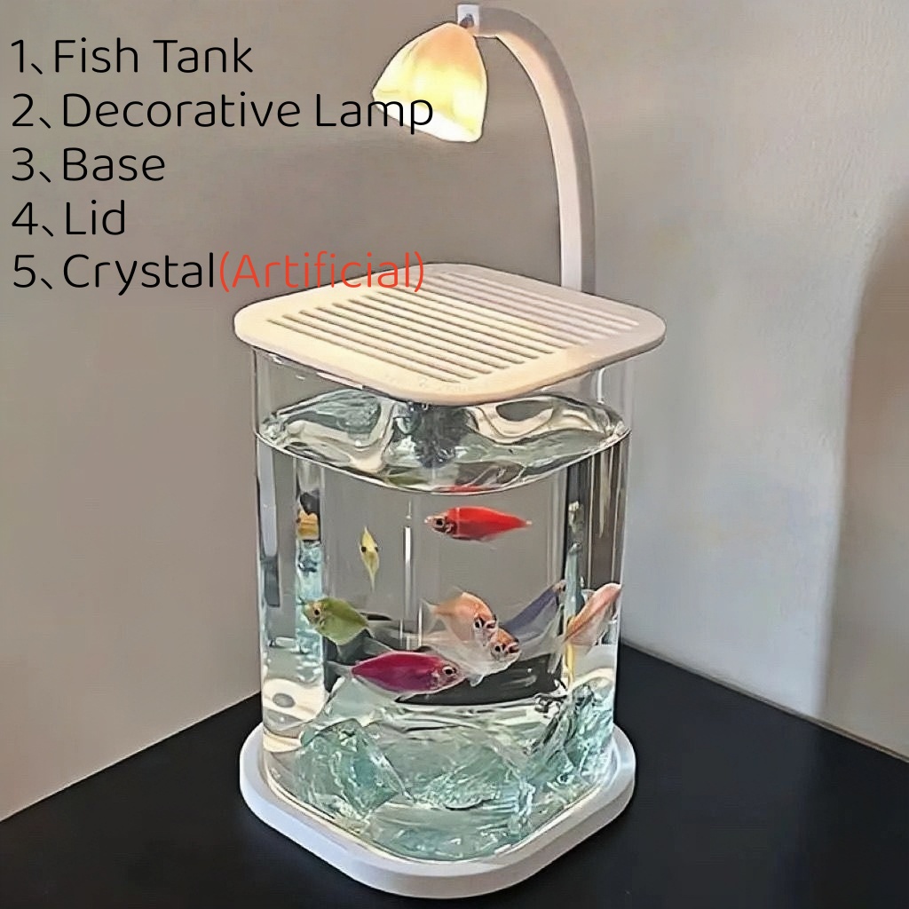 Aquarium Fish Low Maintenance - Çerçevesiz Kapaklı LED'li Küçük Balık Tankı,